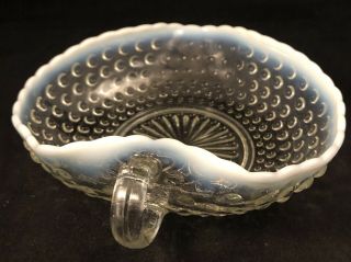 Vintage Moonstone Glass Hobnail Handled Dish 3