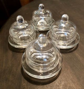 William Sonoma Glass Dome Covered Individual Caviar Butter Dish Set Of 4