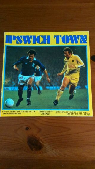 Programme Ipswich Town V Liverpool 4 - 12 - 1976 Sex Pistols Anarchy In The Uk Tour