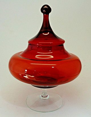 Vintage Empoli Circus Tent Apothecary Jar Amberina Italian Art Glass