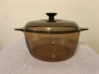 Corning Usa Vision Wear 4.  5l Amber Stock Pot With Lid 10 1/4 " In Diameter
