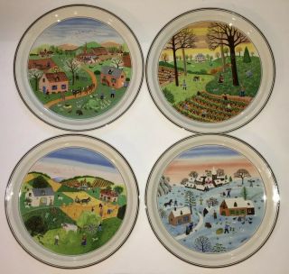 Villeroy And Boch The Four Seasons Set Of 4 Gerard Laplau Decorative Plates Euc