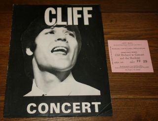 Cliff Richard & The Shadows Newcastle City Hall 1969 Programme W/ Ticket