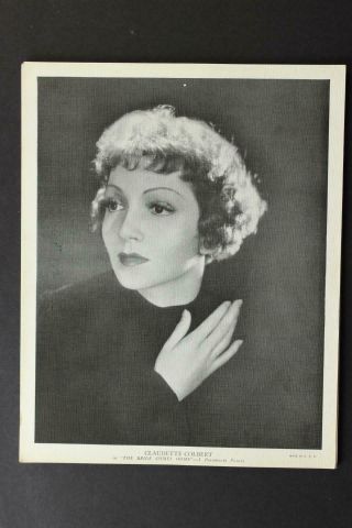 1935 Claudette Colbert Linen Finished Photo The Bride Comes Home