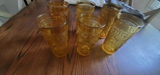 Vintage Amber Drinking Glasses - Set Of 6