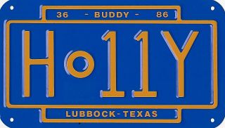 Buddy Holly Metal Number Plate For Promotion Of 