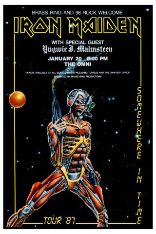 Iron Maiden Somewhere In Time Tour Concert Poster 1987 Wide Format 24x36