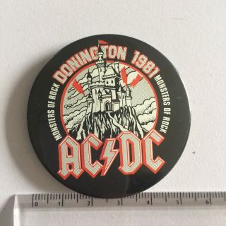 Vtg Ac/dc 1981 Monsters Of Rock Donington Park Vintage 1980s 55mm Pin Badge