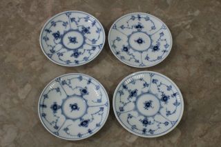 4 Small Royal Copenhagen Blue Fluted Plain Porcelain Plates 80 - 93