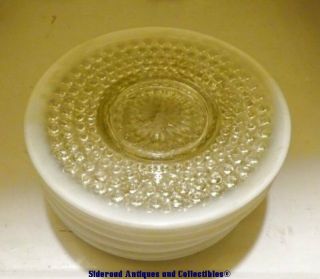 8 Opalescent Hobnail Anchor Hocking Moonstone Saucers 6 - 1/4 " 1 Cup Euc