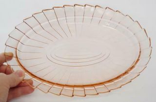 Lovely Art Deco Jeannette Sierra Pinwheel Pink Depression Glass Oval Platter 1