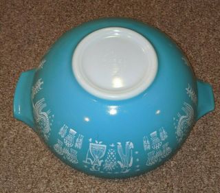 Vintage Pyrex 4 Qt.  Cinderella Bowl,  Amish Butterprint,  Turquoise Blue,  444