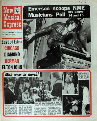 Nme 22 May 1971.  The Rolling Stones Mick Jagger & Bianca Wedding Front Cover