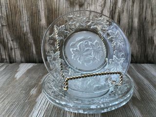Princess House Dishes Fantasia Clear Small B&b Or Dessert Plates Set Of 3 Frost