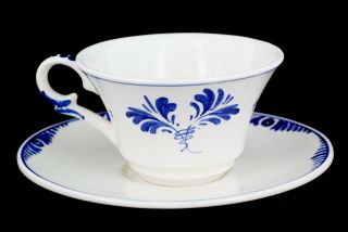 Vintage Delft Hand Painted In Holland Blue Windmill Fine China Tea Cup & Saucer 3