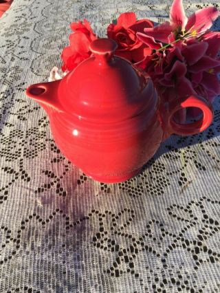 Fiesta Scarlet Red Covered Teapot 44 Oz.  Fiestaware