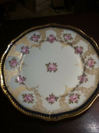 Haviland Limoges 9 3/4 " Porcelain Dinner Plate Roses Gold
