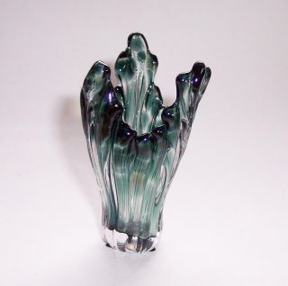 Vintage Isle Of Wight Studio Art Glass Miniature Seaweed Vase With Label