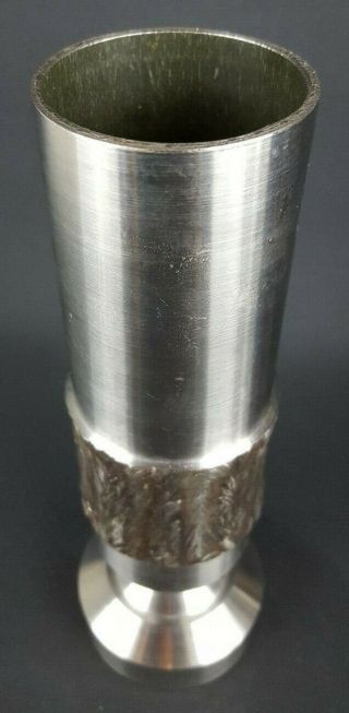 Vintage Retro 1960s - 1970s Brutalist BMF Metal Cylinder Steel Vase W.  Germany 4