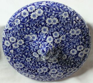 Vintage Dish Lid Crownford Blue Calico Staffordshire China Chintz Cover