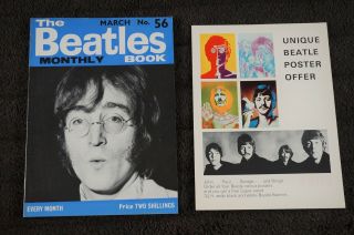 Beatles Monthly Book March 1968 No: 56,  Beatles Poster Insert.  Rare Ex To