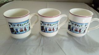 Villeroy Boch Laplau Naif Christmas Winter Morning Coffee Tea Mug Set Of 3