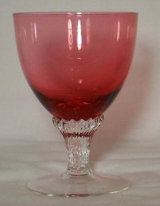 Borgfeldt Crystal Lisa Cranberry Non - Optic Pattern Wine Glass Or Goblet - 4 - 3/8 "