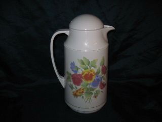 Corelle By Corning " Summer Blush " Pansy Flower Thermal Coffee Carafe/pitcher