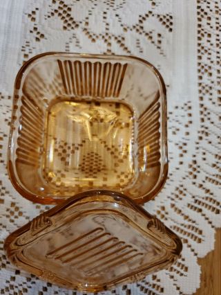 Vintage Pink Depression Glass Refrigerator Square Dish With LID 4 