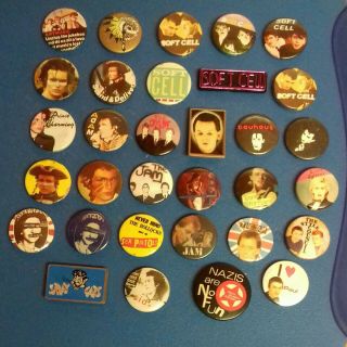 Vintage Pin Badges,  Adam Ant/soft Cell,  Jam Plus Others