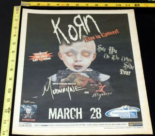 Korn See You On The Other Side Tour 2006 Concert Ad Continental Nj Mini Poster