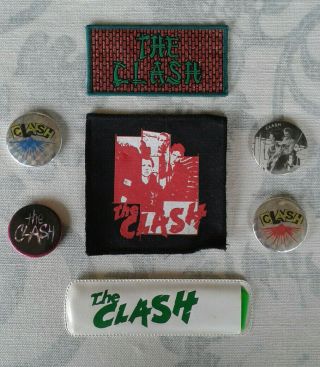 The Clash Collectors Bundle X7 Pin Badge Patch Comb Case Vintage 111