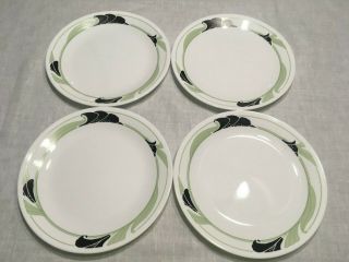 Set - 4 Vintage Corelle Black Orchid Luncheon Plates 8 1/2 Wide - Hard To Find