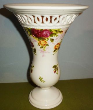 Royal Albert Old Country Roses Bone China 8 " Pierced Vase -