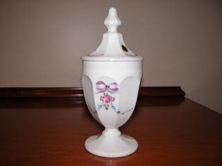 Vintage Westmoreland White Milk Glass Footed Compote Candy Dish Lid Signed