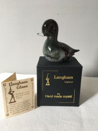 Langham Glass Paperweight Gem Duck Signed By Paul Miller.