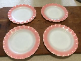 4 Vintage Hazel Atlas Pink Ruffled Crinoline Plates