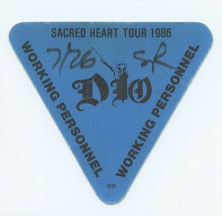 1986 - Dio (rainbow) Sacred Heart Tour (unpeeled) Official Backstage Crew Pass