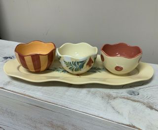 Southern Living At Home Gail Pittman Siena Tray & 3 Tidbit Bowls -
