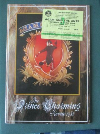 Adam & The Ants The Prince Charming Revue 1982 Tour Book And Brighton Ticket