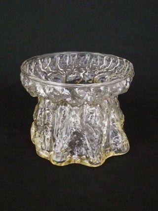 Viking Art Glass Candle Holder Clear & Amber Vintage Mid Century Modern