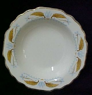 W S George Lido China Gold Blue Leaf Fruit Dessert Berry Bowl Vintage Set Of 8