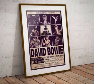 David Bowie 1972 First American Concert Three Print Options Or Framed Poster