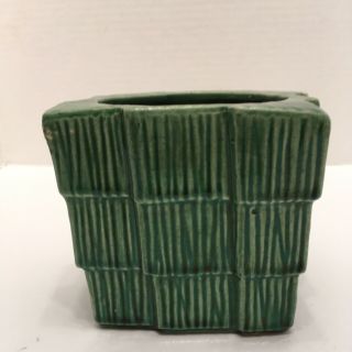 Vintage McCoy USA Pottery Green Planter or Flower Bowl 3