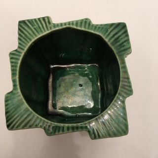 Vintage McCoy USA Pottery Green Planter or Flower Bowl 5