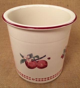 Pfaltzgraff Delicious Apples Gingham Check Red & Ivory Gadget Crock Canister USA 2