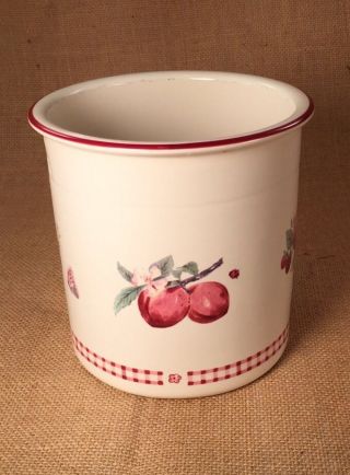 Pfaltzgraff Delicious Apples Gingham Check Red & Ivory Gadget Crock Canister USA 4