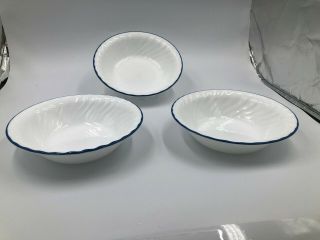 Corelle By Corning " Blue Velvet " Set Of 3 Cereal Bowls Pre - Owned