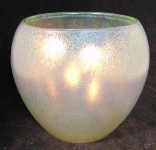 Antique Iridescent Green Art Glass Vase