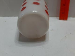 Vintage Fire King Red & White Polka Dot Pepper Shaker Only White Milk Glass 3